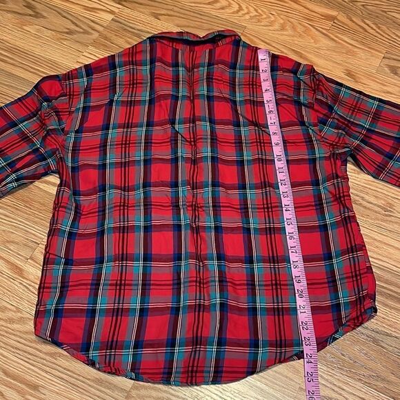 Victoria’s Secret Pajama Sleep Shirt, Top, Red Christmas Plaid PJs, Medium - Picture 5 of 5